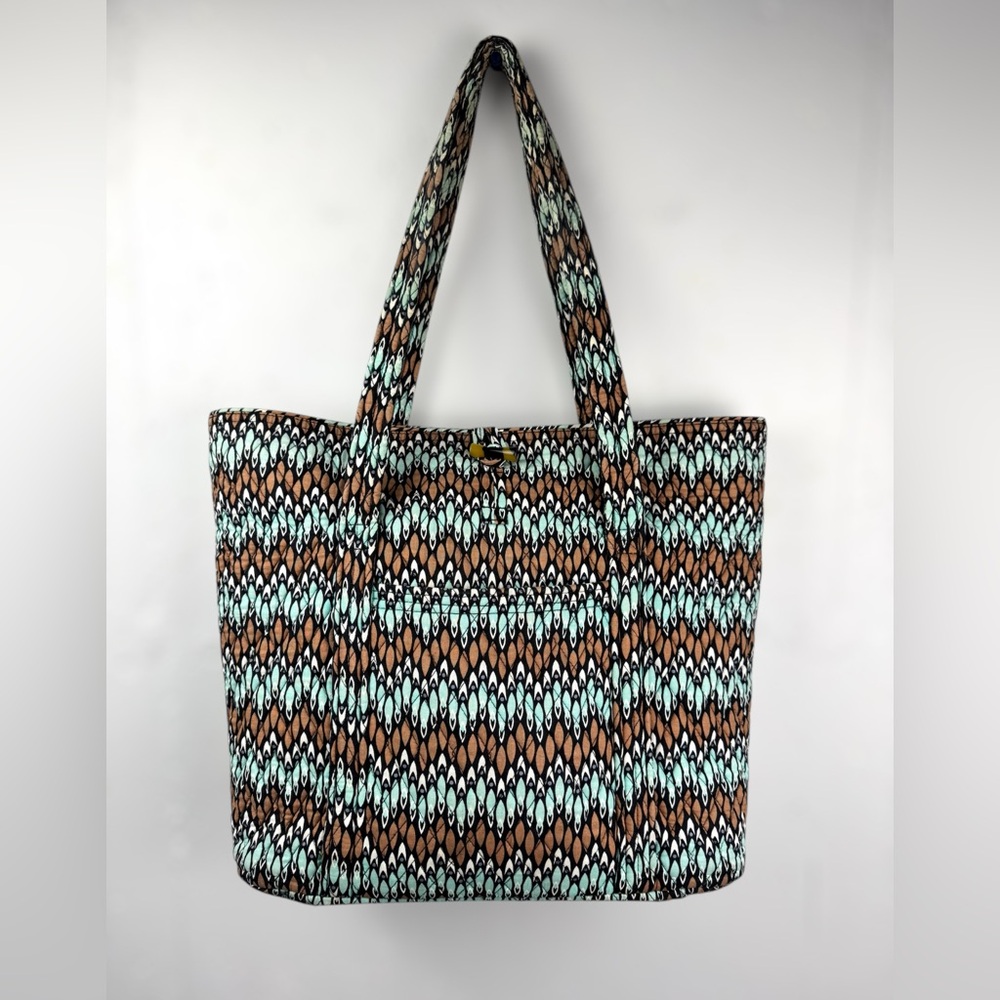 Vera Bradley "Sierra Stream" Large Vera Quilted Tote Shoulder Handbag w/ pockets